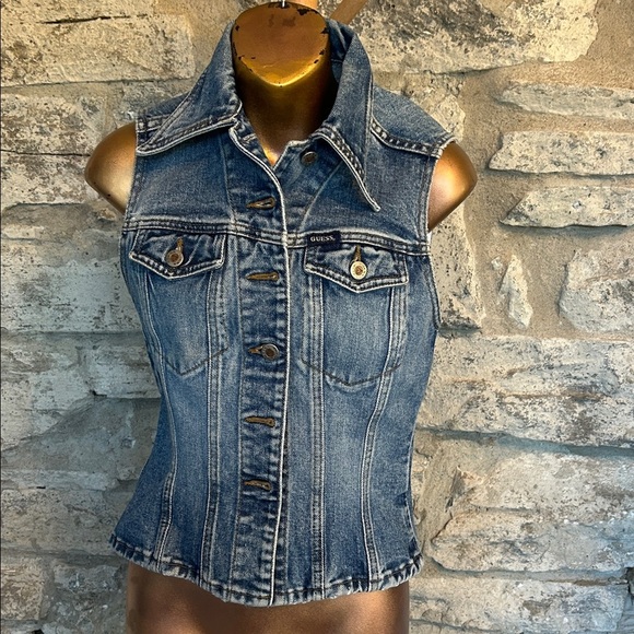 Guess Blue Denim Vest - Picture 1 of 7